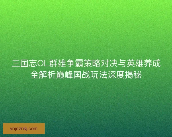 三国志OL群雄争霸策略对决与英雄养成全解析巅峰国战玩法深度揭秘